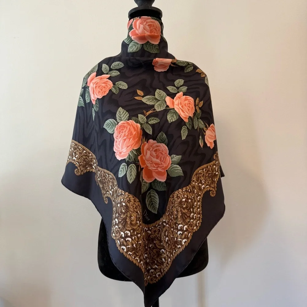 Christian Dior Floral Silk Scarf